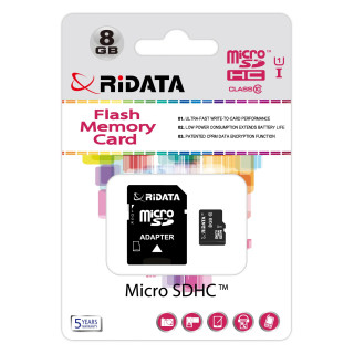 Card de Memorie RIDATA MicroSDHC Gaming, 8 GB, cu Adaptor