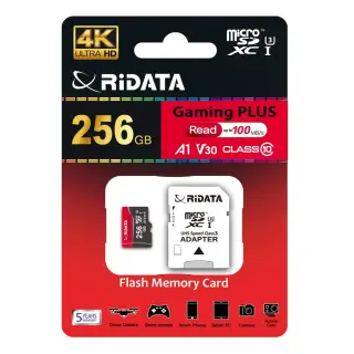 Card de Memorie RIDATA MicroSDXC Gaming Plus, cu Adaptor, 256 GB