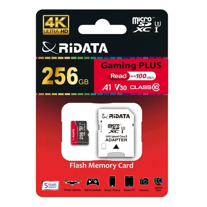 Card de Memorie RIDATA MicroSDXC Gaming Plus, cu Adaptor, 256 GB
