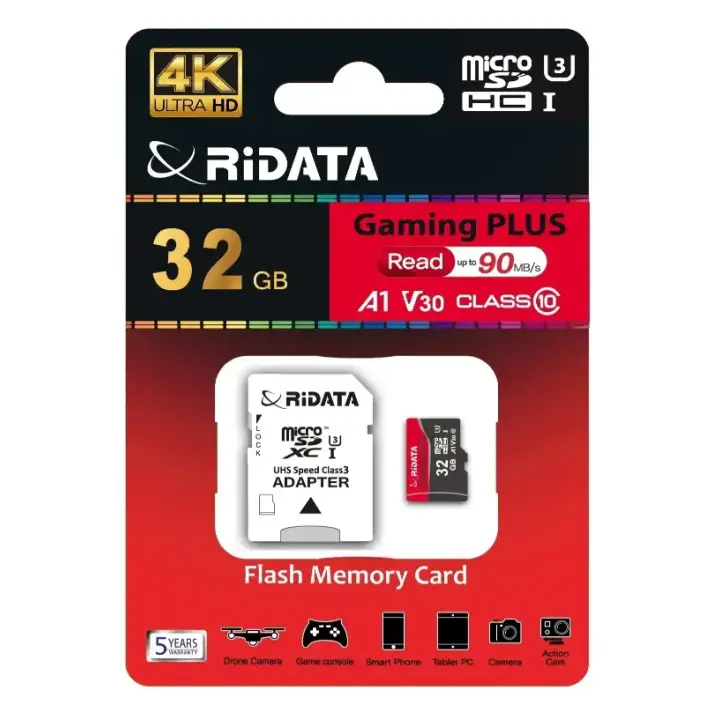 Card de Memorie RIDATA MicroSDXC 4K Gaming Plus, cu Adaptor, 32 GB