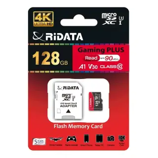 Card de Memorie RIDATA MicroSDXC Gaming Plus, 4K, cu Adaptor, 128 GB