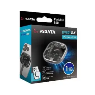 Solid State Drive (SSD) Portabil Ridata 1 TB RV801M, Tip C, USB 3.2, pana la 1050 MB/s, carcasa metalica