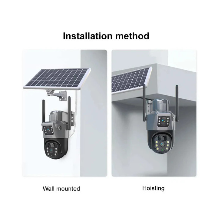 Camera Supraveghere Solara 4G, 8MP Ultra HD 4K, Lentile Duble, Senzor Miscare AI + CARD MICRO SD 64GB CADOU