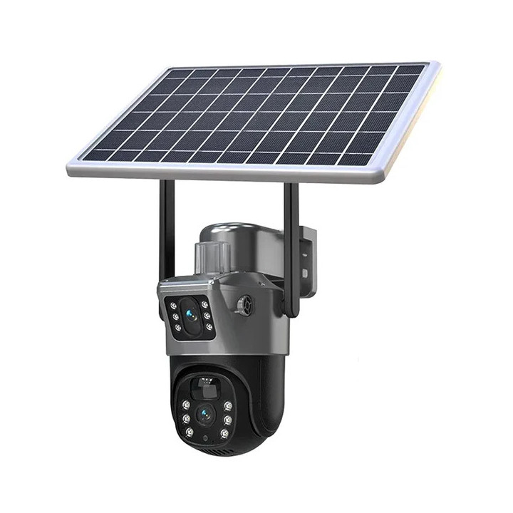 Camera Supraveghere Solara 4G, 8MP Ultra HD 4K, Lentile Duble, Senzor Miscare AI + CARD MICRO SD 64GB CADOU