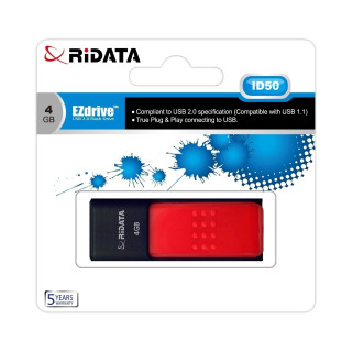 Memorie Stick USB 2.0 RIDATA, ID50, 4GB, Rosu/Negru