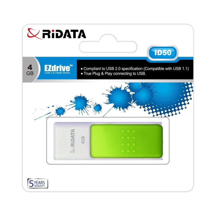 Memorie Stick USB 2.0 RIDATA, ID50, 4GB, Alb/Verde