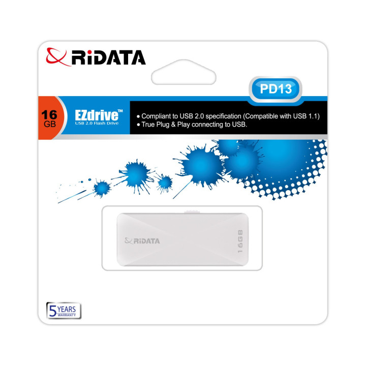 Memorie Stick USB 2.0 RIDATA, PD13, 16 GB, Alb