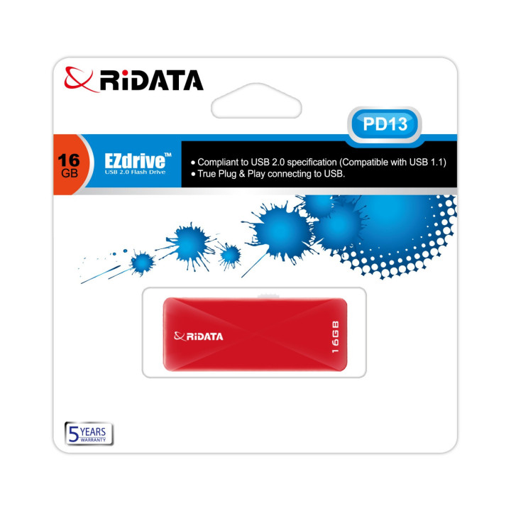 Memorie Stick USB 2.0 RIDATA, PD13, 16 GB, Rosu