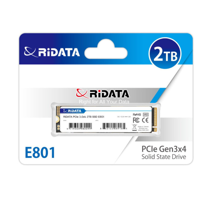 Solid State Drive (SSD) Ridata, 2 TB, PCIe, M.2, Gen3x4 NVMe