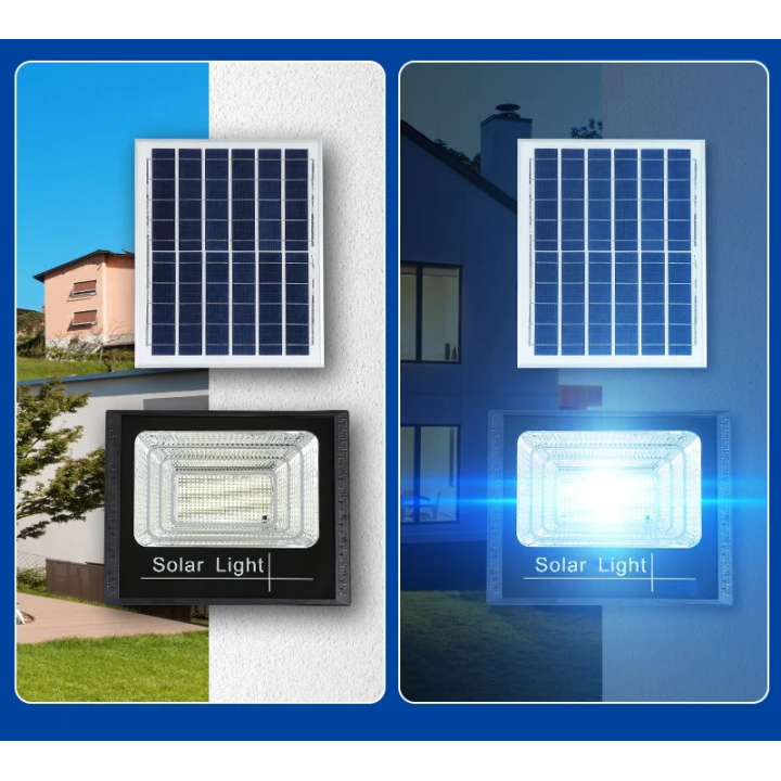 Lampa proiector LED SMD 45W IP65 cu incarcare solara, panou solar, cu telecomanda, suport prindere IP65
