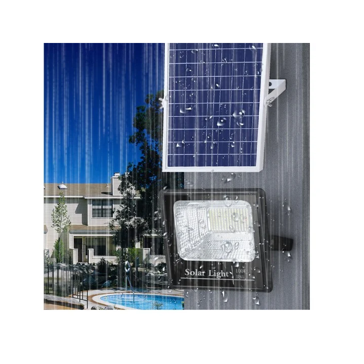 Lampa proiector LED SMD 45W IP65 cu incarcare solara, panou solar, cu telecomanda, suport prindere IP65
