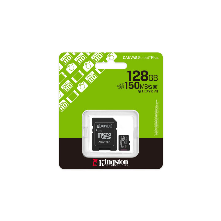 Card de Memorie Kingston 128 GB Canvas Select Plus,  UHS-I, 150 MB/s, cu Adaptor