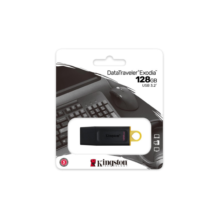 Memorie Stick USB 3.2 KINGSTON 128 GB  Exodia Negru/Galben, DTX/128GB DataTraveler