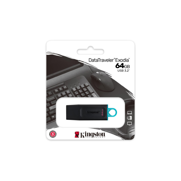 Memorie Stick USB 3.2 KINGSTON 64GB  Exodia Negru/Albastru, DTX/64GB DataTraveler