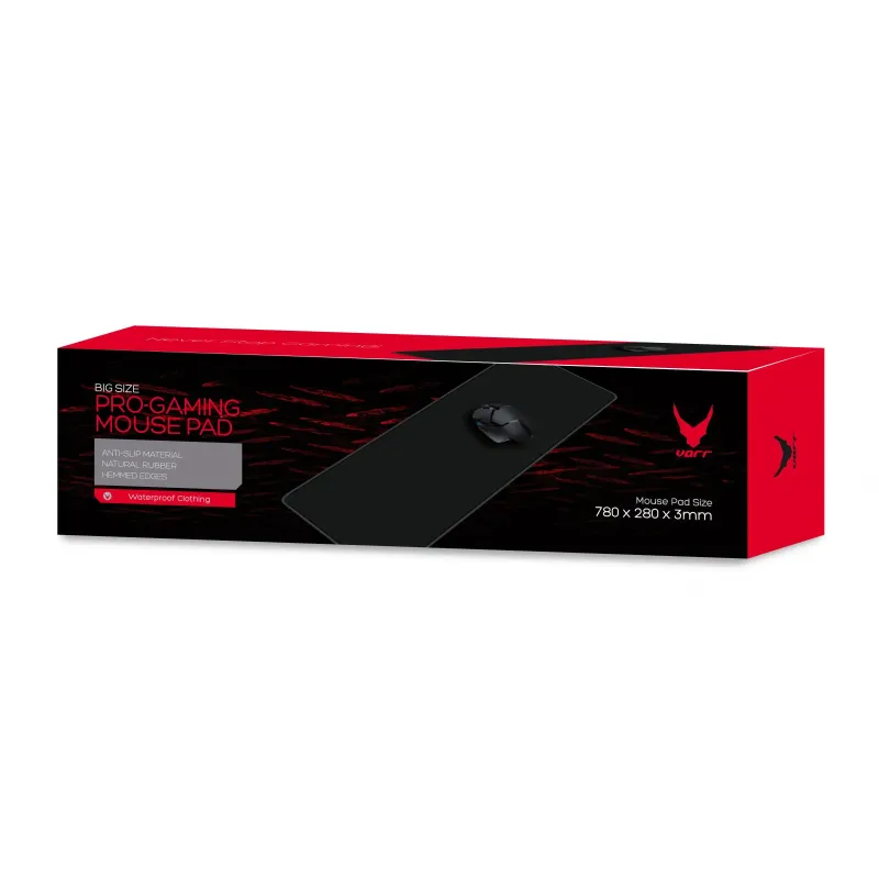 VARR Mousepad Gaming, Negru, Impermeabil, Anti-alunecare