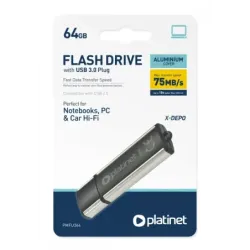 Memorie Stick USB 3.2 Gen 1 PLATINET, Negru, 64GB, PMFU364, cu capac
